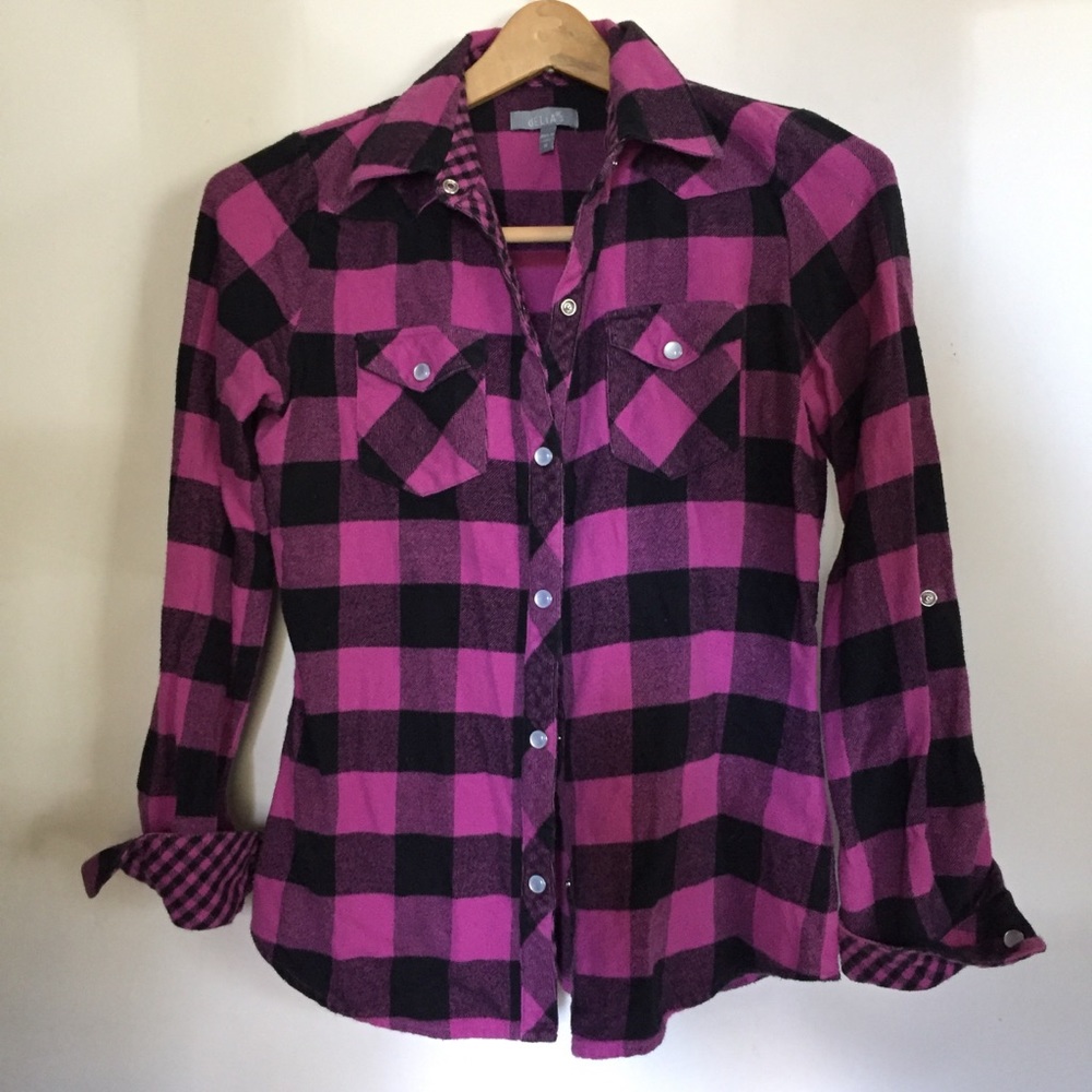 Magenta and black Delia*s flannel